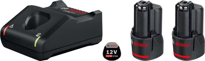 BOSCH Комплект аккумулятор 12.0 В GBA12 V 2 шт. + зарядное устройство GAL 12V-40 1600A019R8