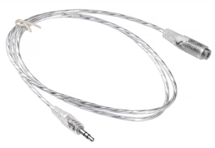 Кабель-удлинитель аудио Buro Jack 3.5 m - Jack 3.5 f , 1м, прозрачный [cab025-1m]