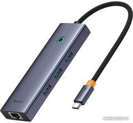 Хаб Baseus BS-OH109 UltraJoy Series 4 порта (Type-C to USB3.0*3+RJ45*1) Space Grey (B0005280A813-00)