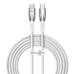 Кабель Baseus CADH000702 Glimmer Series Fast Charging Data Cable Type-C to Type-C 100W 1m White (передача данных, питание устройств, скорость передачи: 480Mbps, материал: цинковый сплав, нейлон)