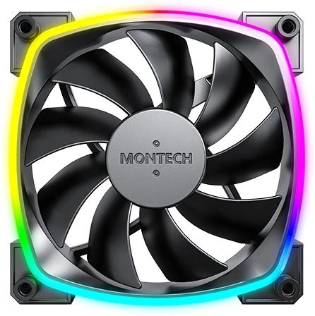 Вентилятор MONTECH AX120 120мм, 4-pin, 1600об/мин, 27 дБ, ARGB, черный, Ret [ax120 pwm black]