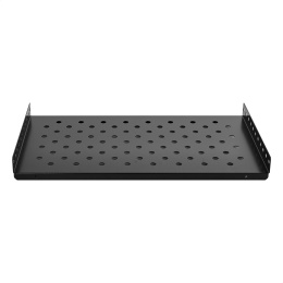 Полка стационарная 19" ExeGate ECSF-WM600-B (перфорированная, глубина 300мм, крепление 19" 1U, для настенных шкафов глубиной до 600мм, нагрузка до 50кг, цвет черный RAL 9004) EX300301RUS