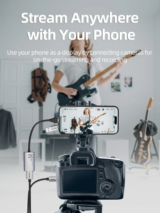 Адаптер видеозахвата CABLETIME CB64G (CT-ACHC-AG) USB A+C на HDMI, 1080p