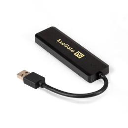 USB-Хаб (концентратор) 4-в-1 ExeGate DUB-4P/1 (кабель-адаптер USB3.0 --> 4xUSB3.0, доп. разъем USB Type-C для подключения источника питания, Plug&Play, черный) EX293980RUS