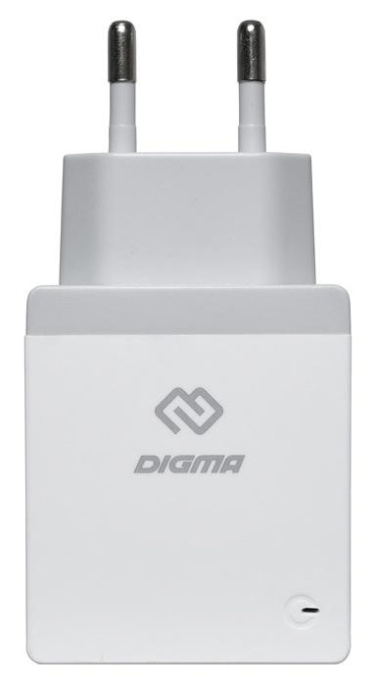 Сетевое зарядное устройство Digma DGWC-2U-3A-WG, 2xUSB-A, 15.5Вт, 3.1A, белый