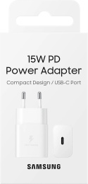 Сетевое зарядное устройство Samsung EP-T1510,  USB-C, USB-C, 15Вт, 2A, белый [ep-t1510xwegeu]