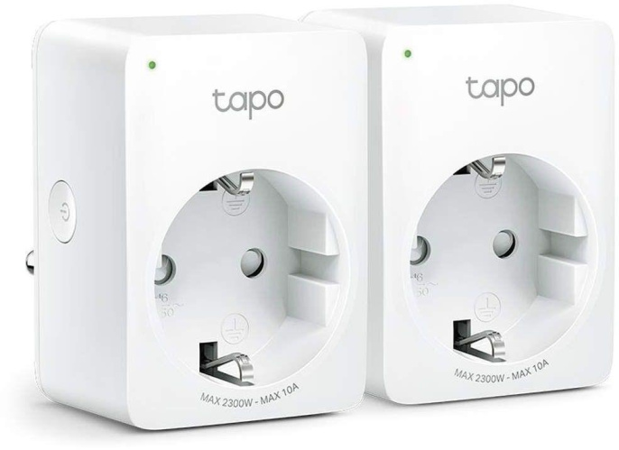 TP-Link Tapo P100 2-pack Умная мини Wi-Fi розетка, 220–240 В, максимальная нагрузка 10 А, 50/60 Гц, Wi-Fi 2,4 ГГц