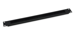 Cabeus SH-J004A-BK Кабельный органайзер горизонтальный 19" 1U, с щеточным вводом, металлический, цвет черный (RAL 9004)