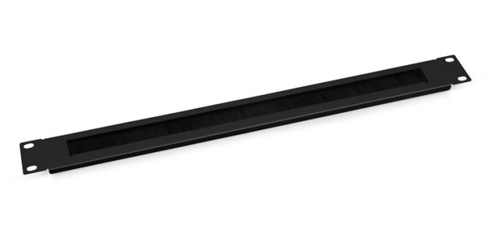 Cabeus SH-J004A-BK Кабельный органайзер горизонтальный 19" 1U, с щеточным вводом, металлический, цвет черный (RAL 9004)