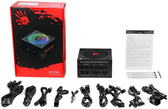 Блок питания BLOODY BD-PS750G, 750Вт, 80 PLUS GOLD, 120мм, черный, retail [bd-ps750g-mr]