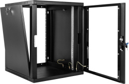 Шкаф коммутационный ЦМО ШРН-12.350-9005 настенный 12U 600x359мм пер.дв.стекл 200кг черный 300мм 14кг 180град. 612мм сталь