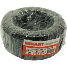 Rexant 01-0045-25 Кабель U/UTP, CAT 5e, PE 4х2х0,50мм, 24AWG, внешний, черный, 25м