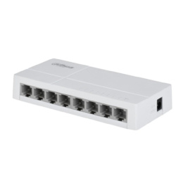 DAHUA DH-SF1008L 8-портовый неуправляемый коммутатор, 8x10/100 Base-T, коммутация 1.6 Гбит/с, MAC-таблица 2K, пластик