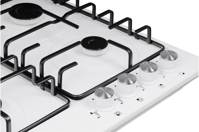 Газовая варочная панель NORDFROST HS 6040 W, 4 конфорки, эмалированная сталь, белый