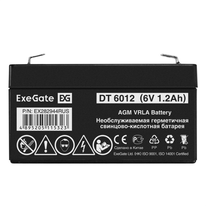 Аккумуляторная батарея ExeGate DT 6012-F1 (6V 1.2Ah, клеммы F1) EX282944RUS