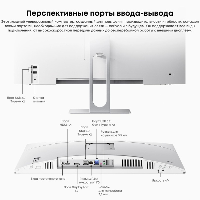 Моноблок Chuwi Unitech 24 23.8" Full HD Ryzen 5 6600H 3.3 16Gb SSD512Gb 660M Windows 11 Pro GbitEth WiFi BT 48W клавиатура мышь Cam белый 1920x1080 (23437282)