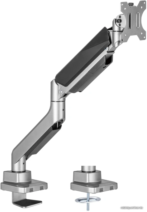 Кронштейн для монитора ErgoSmart Heavy-Duty серебристый, 1 монитор, 17-49", настольный, регулировка высоты/поворота, VESA75/100