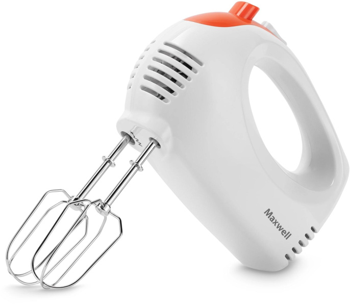 Миксер Maxwell MW-1358 W, ручной, белый и оранжевый