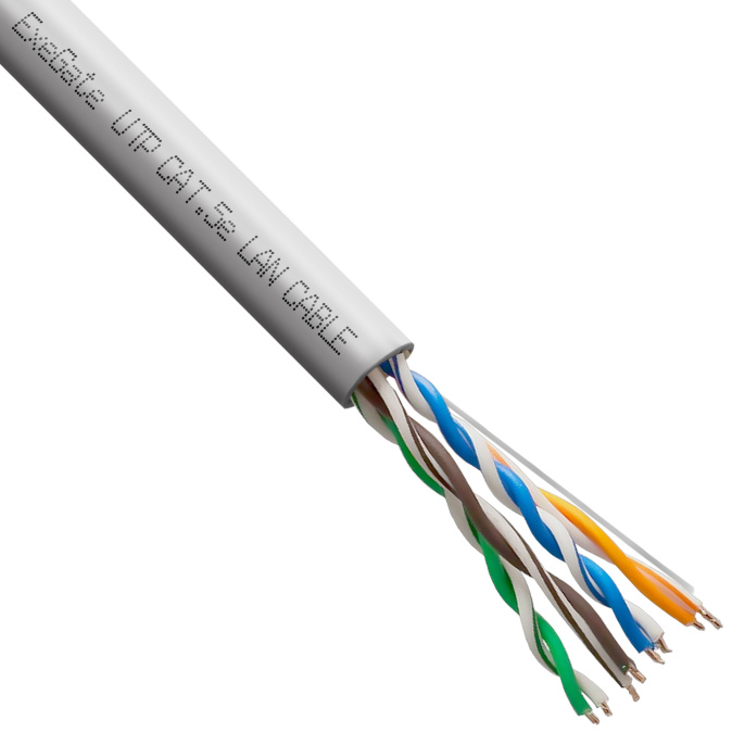Кабель ExeGate Special UTP4-C5e-CCA-S24-IN-PVC-GY-100 UTP 4 пары кат.5e CCA, 0.48мм 24AWG , 100м, серый, PVC EX301085RUS