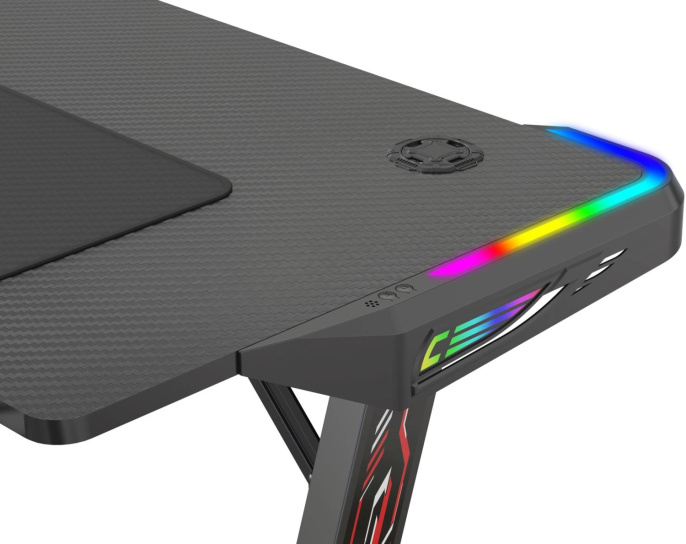 Стол игровой Cactus CS-GTZ-BK-RGB столешница ДСП черный каркас черный 127x63.5x76см