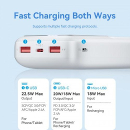 Power Bank Vention 20000mAh M/C-A/A 22.5W Черный с LED Дисплеем FHLB0