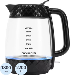 Чайник электрический Polaris PWK 1809CGL 1.8л. 2200Вт черный корпус: стекло/пластик
