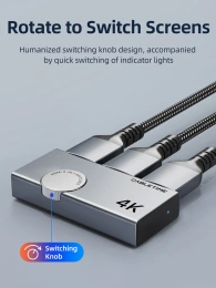 Переключатель CABLETIME CP33G (CT-HS4K-AG) 2-в-1, HDMI 2.0, 4K@60 Гц, космический серый