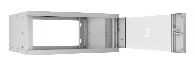 Cabeus WSC-05D-4U55/45 Шкаф телекоммуникационный настенный 19" 4U, серия LIGHT разборный, дверь стекло, цвет серый