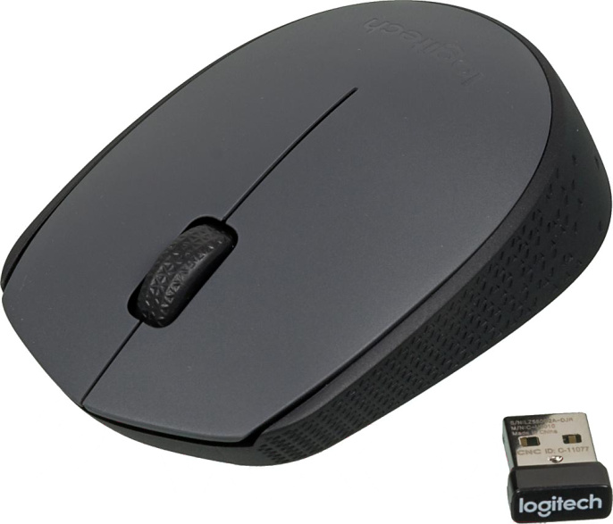 Мышь беспроводная Logitech M170, радио, оптическая, USB, 1000dpi, серый и черный [910-004646]