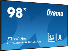Информационный дисплей 98" 16:9 3840x2160 UHD 4K IPS, 60 Hz, 500 cd/m, H178°/V178°, 1200:1, 1.07B, 8ms, VGA, 3xHDMI, 2xDP, RJ-45, RS232C, MicroSD, 2xUSB Type A, Speakers, OPS Slot, Android 11, 24/7, 3Y, Black