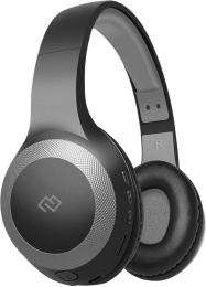 Наушники Digma BT-15, Bluetooth/3.5 мм, накладные, черный/серый [bt-15bg]