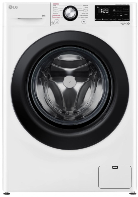 Стиральная машина LG F2V3PS6W, с фронтальной загрузкой, 8кг, 1200об/мин, с паром, инверторная