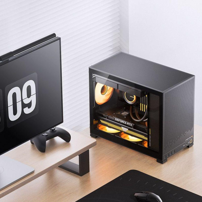 Корпус без блока питания Case JONSBO D32 STD, Mini-Tower, TG, no fan, 1xUSB-A 3.0 + 1xUSB-C 3.1, mATX, mITX Black (D32 STD BLACK)