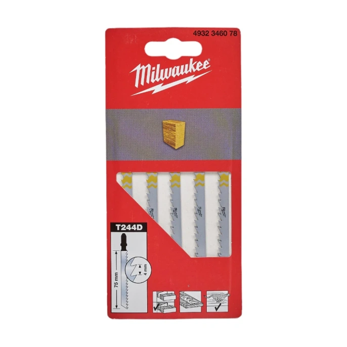 Полотно по дереву T244D (5 шт; 75 мм) для лобзика Milwaukee 4932346078