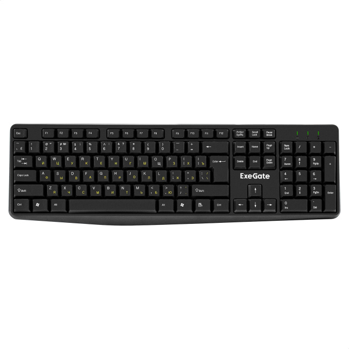Клавиатура ExeGate Smart K120 (USB, полноразмерная, влагозащищенная, 104кл., Enter большой, длина кабеля 1,6м, черная, RTL) EX298364RUS