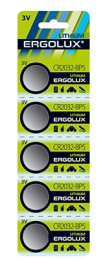 Ergolux.CR2032 BL-5 CR2032-BP5, батарейка литиевая,3V 5 шт. в уп-ке