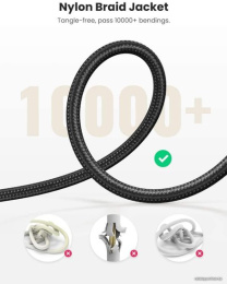 Кабель UGREEN AV112 50361 3.5mm Male to 3.5mm Male Cable Gold Plated Metal Case with Braid. Длина: 1м. Цвет: черный (50361_)