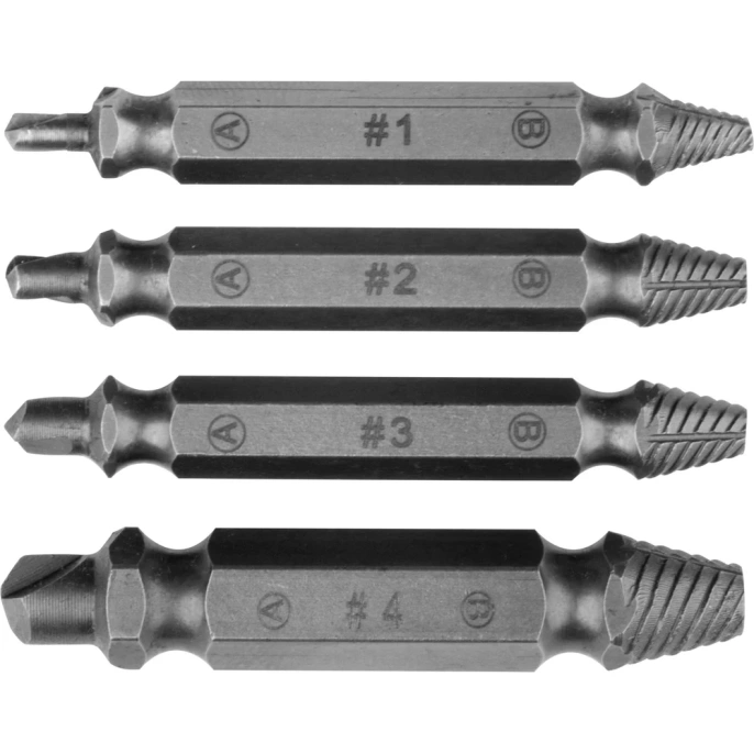 Набор двусторонних экстракторов, сталь S2, 4 штуки FIT IT Профи 36452