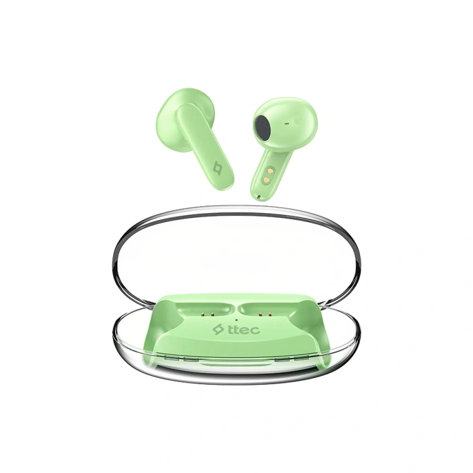 Беспроводные наушники TTEC AirBeat Glace TWS BT Headset. Цвет: зеленый лайм (2KM170LY)