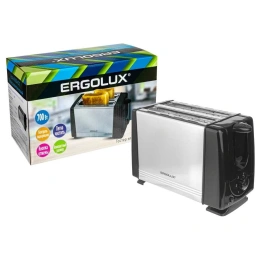 Электрический тостер Ergolux черный, нержавеющая сталь, 220-240 В, 700 Вт ELX-ET03-C72 14722