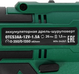 Дрель-шуруповерт Ovk Tools OTCS3AA-12V-1.5A 12Вт аккум. патрон:быстрозажимной (кейс в комплекте)