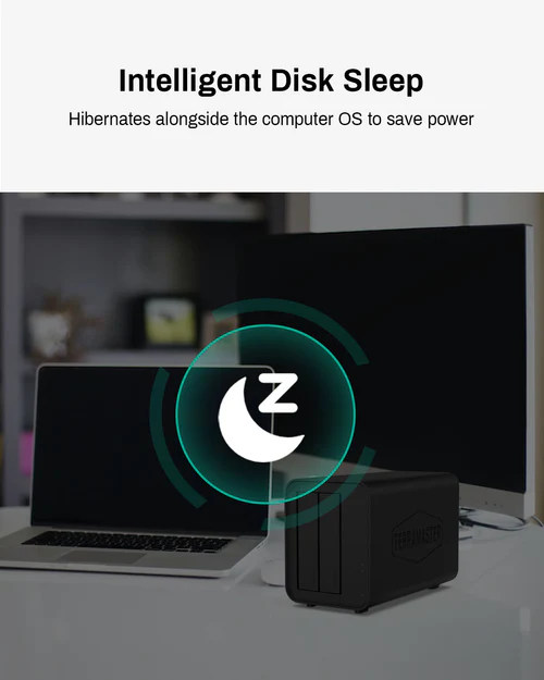 Внешний корпус для жёстких дисков TerraMaster D2-320 DAS tower/JBOD,RAID0,1/up to 2 SATA 3,5' or 2,5' /1xUSB3.1 Type-C gen2/1xPS/1YW