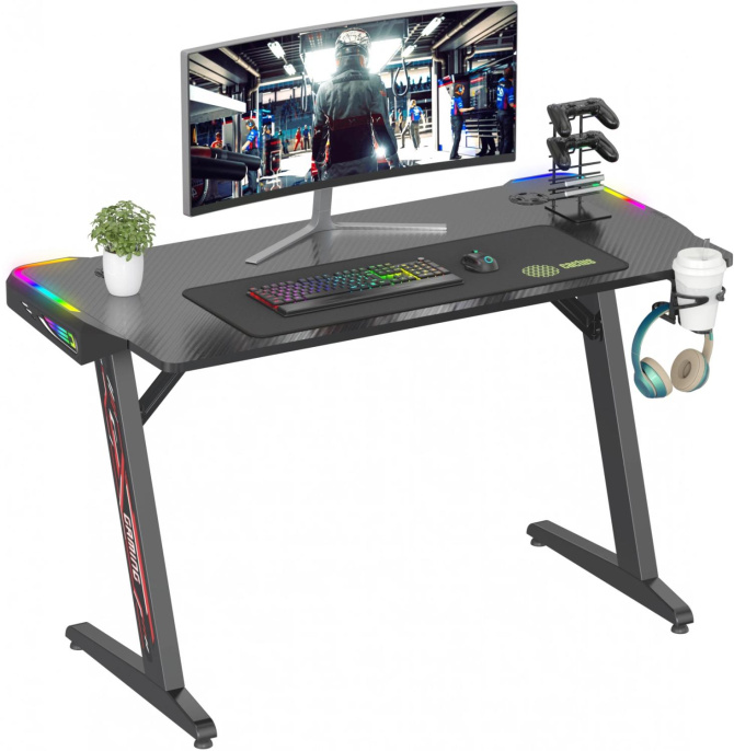 Стол игровой Cactus CS-GTZ-BK-RGB столешница ДСП черный каркас черный 127x63.5x76см