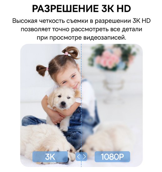Видеокамера Baseus S0TV022132 Security P1 Pro 3K White (S0TV02) (разрешение: 2880x1620, поле зрения: 108°, ночное видение: ИК, подключение: Wi-Fi 2.4 ГГц, Bluetooth 5.2, двусторонний звук, питание: от батареи, защита: IP54)