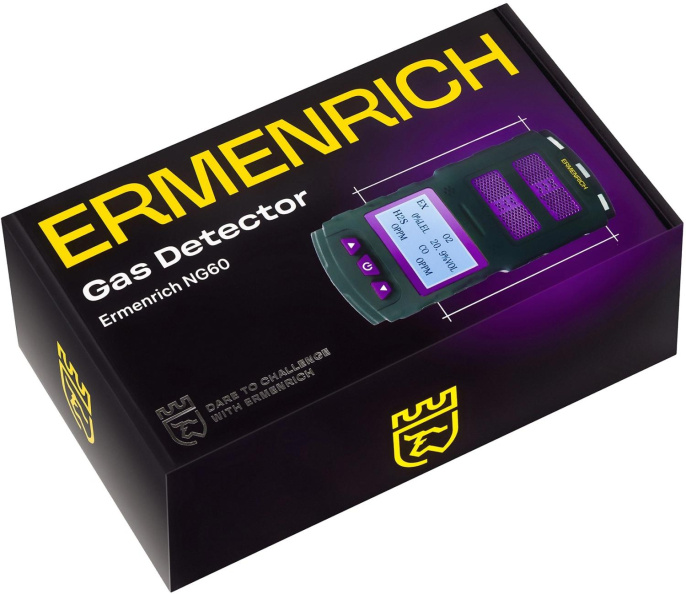 Детектор газа портативный ERMENRICH NG60, фиолетовый/ черный [84760]