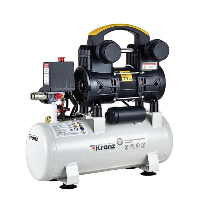  Kranz KR-16-1161 Компрессор воздушный безмасляный KR-850/10, 850Вт, 140 л/мин, 10л
