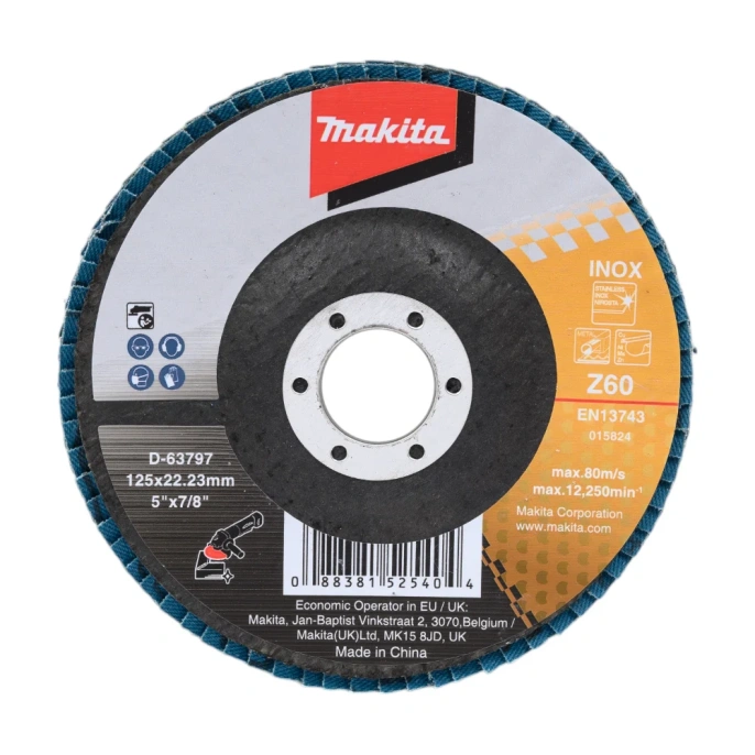 Диск лепестковый шлифовальный 125x22.23 мм, Z60, стекловолокно, угловой Makita D-63797