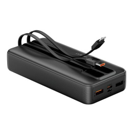 Power Bank Vention 20000mAh Micro-USB/C/A/A со встроенными кабелями 22.5W Чёрный с LED Дисплеем, шт. FHPB0