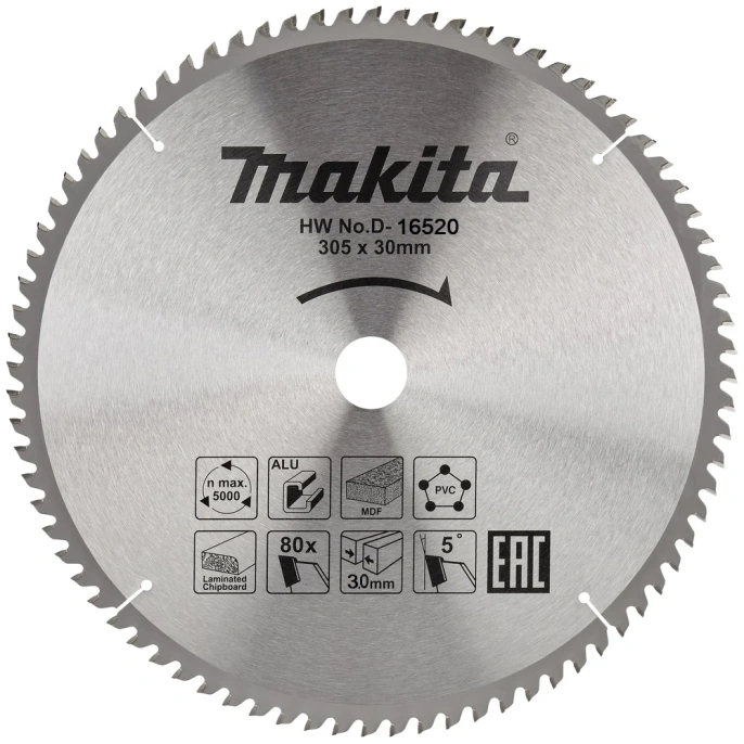 Пильный диск для алюминия 305x30 мм, 80T Makita D-16520