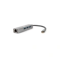 Кабель-концентратор VCOM USB 3.1 Type-C /m - RJ-45+3port USB 3.0/f, Aluminum Shell DH311A